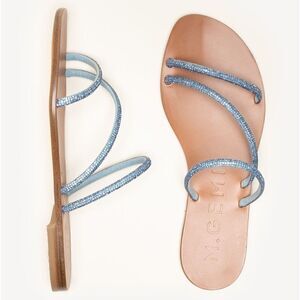 M. Gemi The Azzurra Capri Blue Crystal Sandals Italian Size 38
